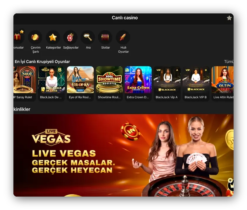 Canlı casino girişi Önizleme: popüler canlı oyun dizisi ve tanıtım afişi bulunan canlı casino girişi