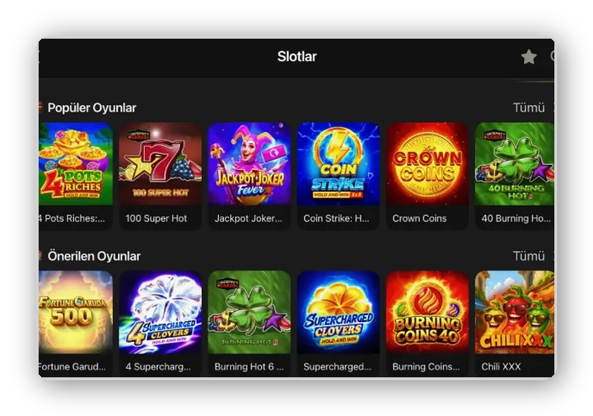 Önerilen slot satırları Önizleme: popüler ve önerilen slotlar ile hold and win oyunlarının satırları